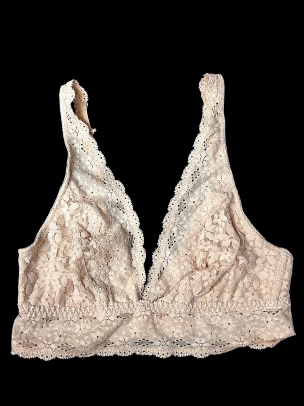 Wacoal Bralette Bra 34 Lace Wire Free V-Neck J-Hook Adjustable Strap #811205